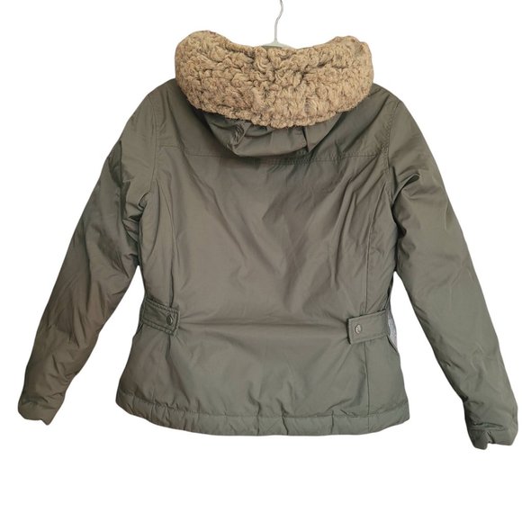 Columbia Army Green Down Feather Winter Removable Hood Puffer Jacket Sz. M - Picture 2 of 11